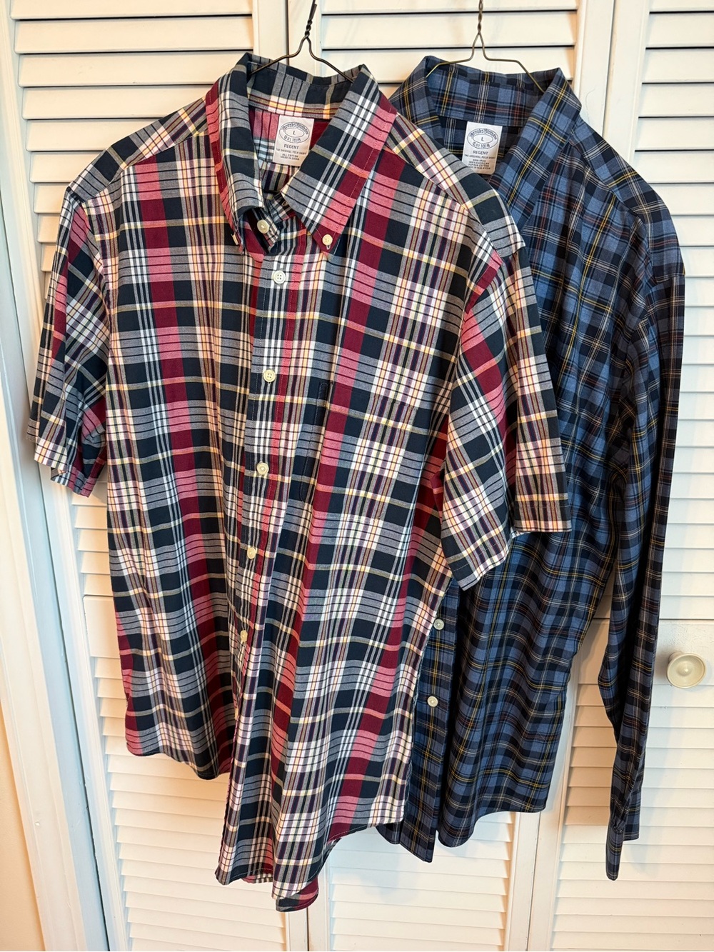Lot Of 2 Brooks Brothers Non Iron Button Down Shirts Tartan Plaid Short & Long